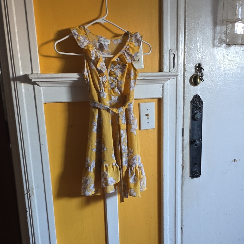 Emily West Tan Ruffled Tiered Sundress